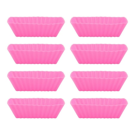 

NUOLUX 8 Pcs Random Silicone Cupcake Moulds Square Muffin Moulds Cupcake Cups Non-Stick Heat Resistant Baking Molds for Home Cafe Random Color