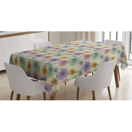 

Colorful Tablecloth Gerbera Daisy Arrangement with Vintage Inspirations Hand Drawn Blooming Nature Rectangular Table Cover for Dining Room Kitchen 52 X 70 Inches Multicolor by Ambesonne
