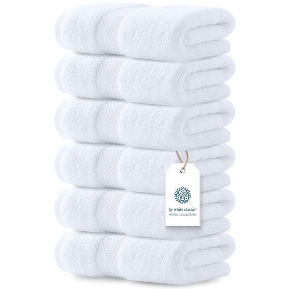 Luxury White Hand Towels - Soft 100% Turkish Cotton | Highly Absorbent Hotel spa Bathroom Towel Collection | 16x30 Inch | Set of
