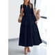 thumbnail image 3 of Vestido PRETTYGARDEN 2025 Maxi Cuello en V Manga Larga Azul Oscuro M, 3 of 7