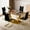 Table and Black Chairs Gold Legs, variant on Sumdeal 63" Glass Dining Table with PU leather C-shape Metal Leg Chairs,Dining Furniture sets for Dining Room,Modern Dining Table sets for 4-6 people