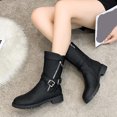 thumbnail image 4 of OKBOP Women's Low-Heeled Mid Calf Boots-Hiking Christmas Slip On Boots for Women Retro Walking Shoes Women Winter Warm Womens Boots Clearance, 4 of 7