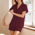 thumbnail image 6 of Fengactive Womens Pajama Set Short Sleeve Button Down Top and Shorts with Contrast Piping Trim, 6 of 9