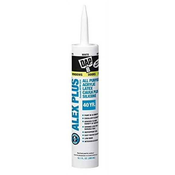 DAP ALEX PLUS All Purpose Acrylic Latex Caulk Plus Silicone: 10.1 fl oz. cartridge (White) [12-pack]