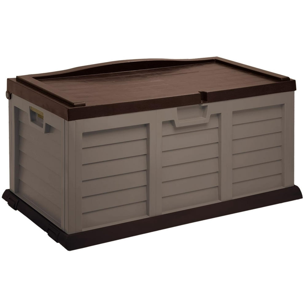 Starplast 71 Gallon Deck Box with SitOn Cover, Mocha Brown Walmart