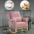 thumbnail image 6 of Modern Rocking Glider Chair, Accent High Backrest Living Room Lounge Arm Rocking Chair with 1 Lumbar Pillow and 2 Side Pockets, Upholstered Vanity Chair for Living Room Bedroom Nursery, Pink Teddy, 6 of 8