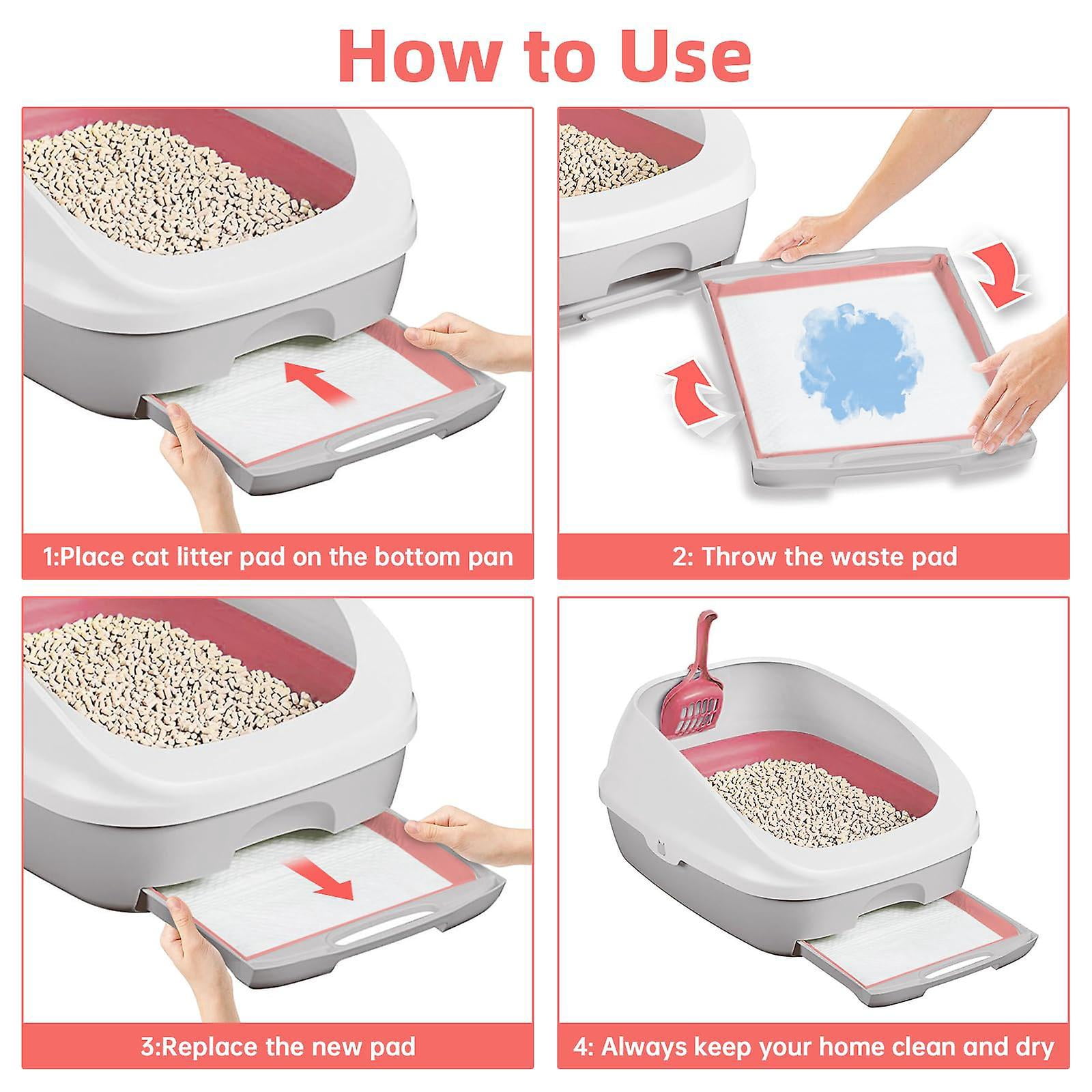 Disposable Litter Box Liners 100 pcs Super Absorbent Training Pads 6 Layer Leak Proof Cat Litter Liners 45 x 33 cm
