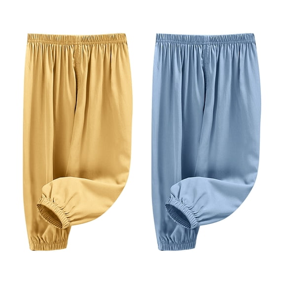 Vekome Boys Girls Pants Bottoms 2 Pack Elastic Waist Pants Viscose Lightweight Tapered Casual Trousers Loose Pant with Pockets