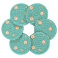 thumbnail image 2 of Haosy Set of 6 Drink Woven Coaster with Holder Heat Resistant Non-Slip Bar Coasters 4 Inches Clock Moon Star, 2 of 7