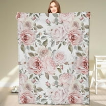 Floral Blanket,Vintage Pink Rose Throw Blankets,Birthday Gifts for Women & Flower Lovers,Lightweight Soft Fleece,for Picnic Sofa Couch Bed Room Travel,Modern Romantic Decor,40x50in