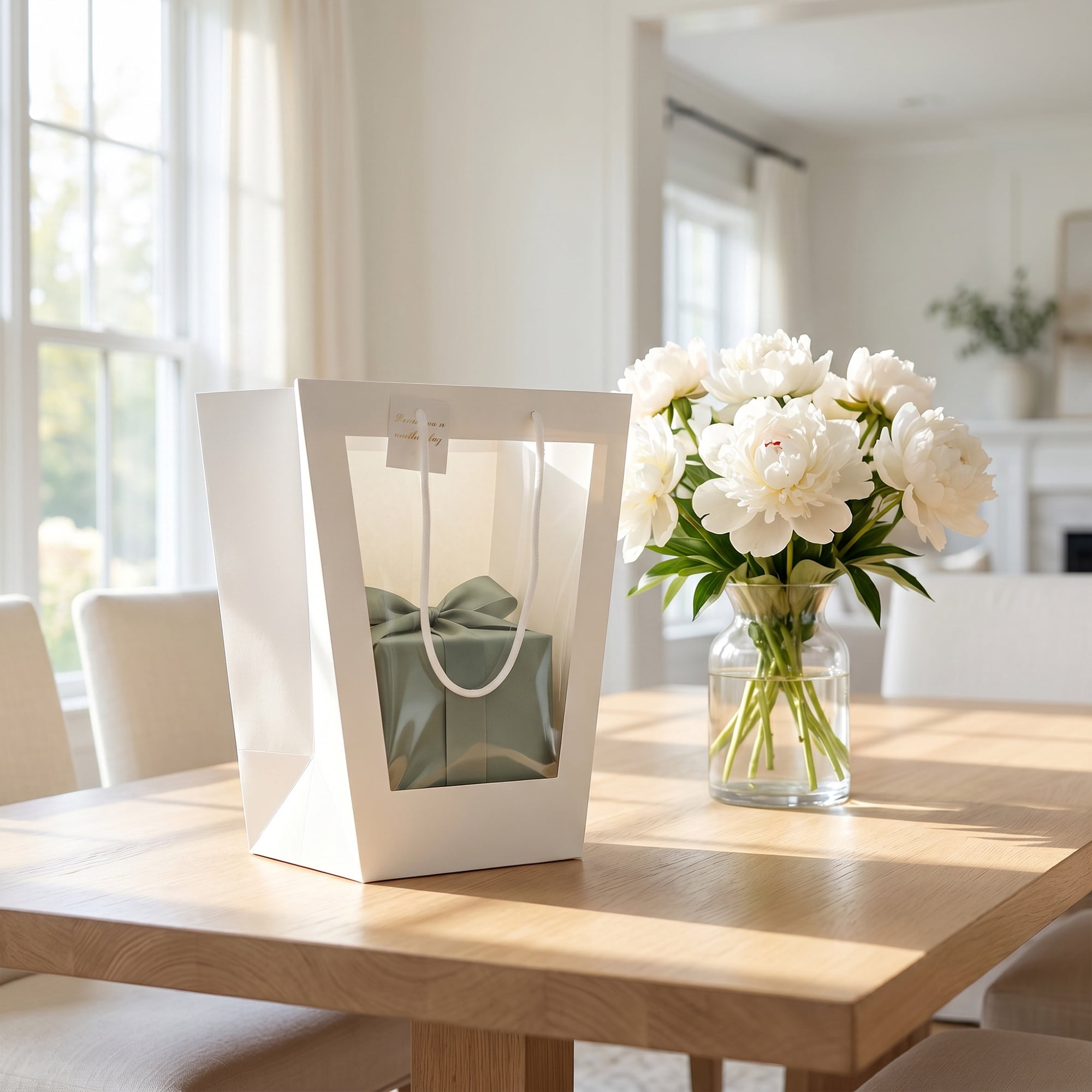 Unique Bargains Thick Totes for Gifts with Comfortable Handles White 11" x 7.9" x 14.2"