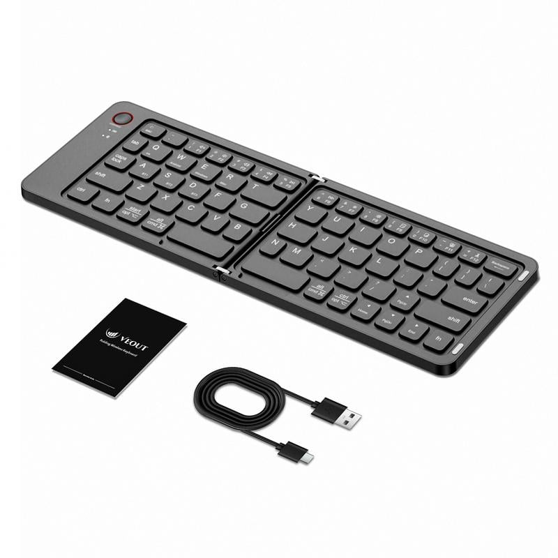 Foldable Bluetooth Keyboard, Ultra-Thin Portable Wireless Keyboard with Backlit, Lightweight for Laptop, iPad, iPhone, Android, Windows, Mac