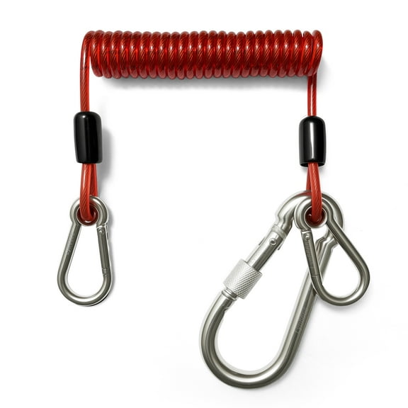47in(4ft) Spring Wire Cable with Loops 4mm Thickness Rubber Coated Stainless Wire Tether Lock,Red