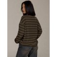 thumbnail image 5 of Women's Striped Sweater Waffle Knit Tops for Women Long Sleeve Shirts Light Weight Fall Tops Brown XXL, 5 of 9