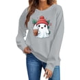 thumbnail image 2 of Ynynloco Women's Halloween Sweatshirt, Spooky Season Graphic Crewneck Top Ghost Fall Casual Outfits, 2 of 5