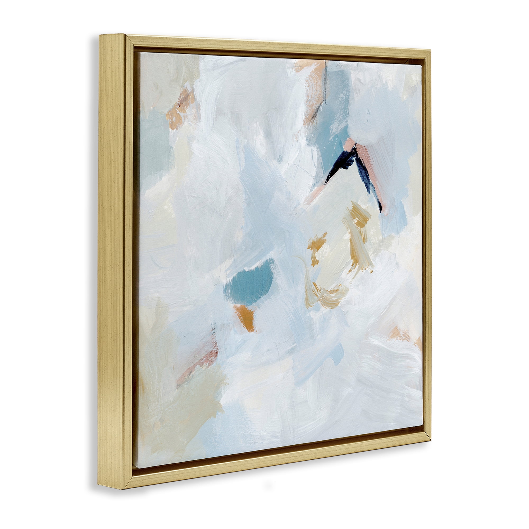 Stupell Industries Soft Subtle Abstraction Abstract Painting Gold Floater Framed Canvas Art Print Wall Art, 25 x 25