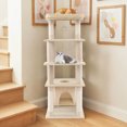 thumbnail image 4 of Costway Large Multi-level Cat Tree 58" Tall Cat Tower with Swaying Aerial Condo Perch Bed Beige, 4 of 10