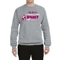 thumbnail image 2 of Wild Bobby My God is Stronger Than Breast Cancer Paint Splatter Cross Breast Cancer Awareness Unisex Crewneck Sweatshirt, Heather Grey, Large, 2 of 6