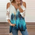 thumbnail image 2 of Elegante mujer casual cremallera cuello impresión blusa encaje manga corta camiseta verano Tops OAVQHLG3B Store  lin121212, 2 of 4