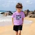 thumbnail image 4 of Girls Valentine Shirt | Kids Cotton Short Sleeve Top with Denim Heart Print | Purple Casual Tee for Girls 4-10 Years,Size 3 T, 4 of 9