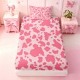 thumbnail image 3 of meiyoeat Bright Pink Cow Print Twin Sheets,Cute Farm Animal Bedding For Girl,3-Piece,1 Fitted Sheet and 1 Pillowcase, 3 of 6