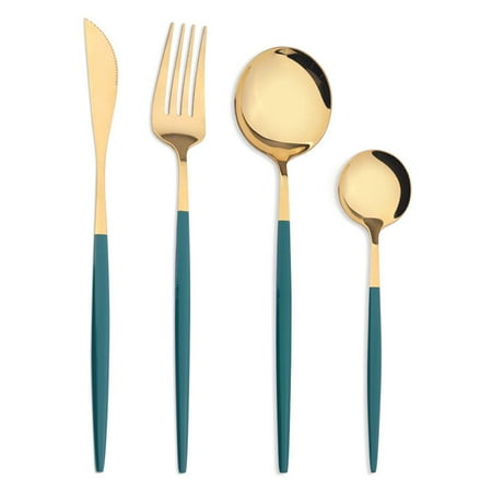 

SJENERT 4Pcs/set Cutlery Set \Stainless Steel Dinnerware Silverware Flatware Set Dinner Knife Fork Spoon Dropshipping Dinnerware Sets