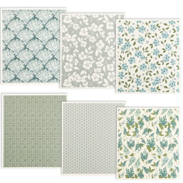 Hvxrjkn 6 Paños de Cocina Suecos Reutilizables Paños de Cocina Absorbentes Paños de Esponja de Celulosa Suave Lavables 7,7 x 6,7 Pulgadas Trapo de Cocina para Lavar Platos