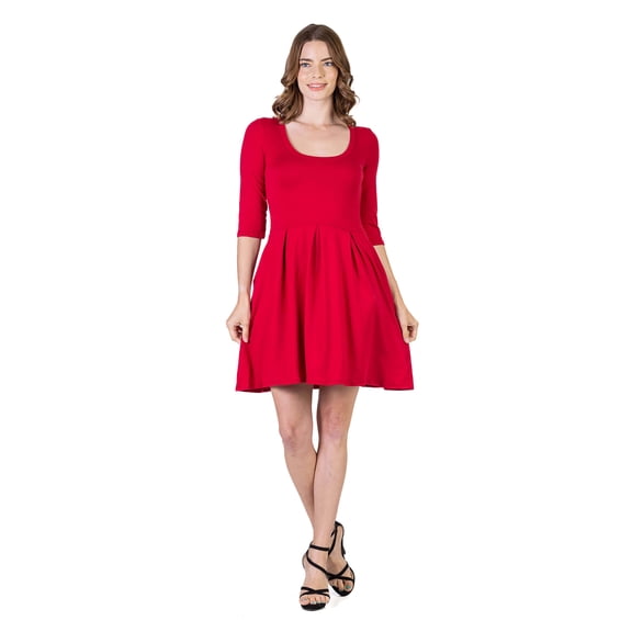 Womens Scoop Neck Fit and Flare Dress