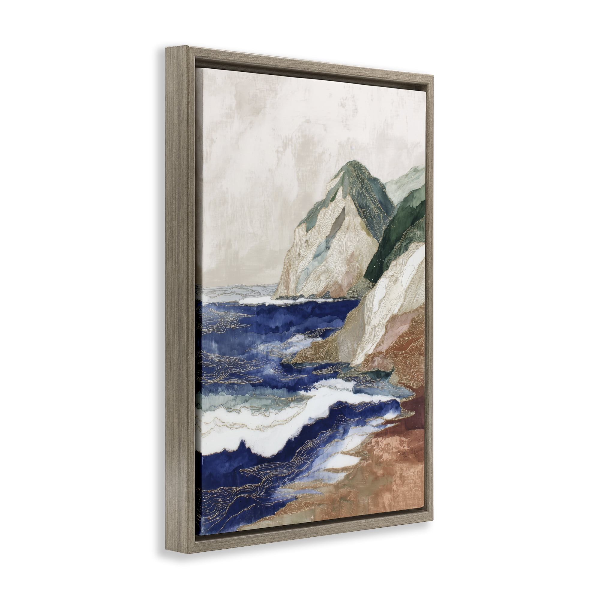 Stupell Industries Cliff Next To The Sea Brown Framed Floater Canvas Wall Art, design by Chromatic Storm Studio