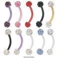 thumbnail image 1 of Eyebrow Ring 16G Anodized Titanium Curved Barbell CZ Gems Cartilage Tragus Rook, 1 of 2