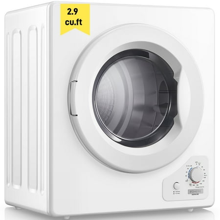 Clothes Dryer, 2.9 cu.ft FOHERE Portable Compact Dryer, 1400W Vented Tumble Dryer with Sensor, 5 Auto Drying Mode, with Exhaust Duct & Stainless Steel Tub, for Apartment, Home, Dorm-110V, White