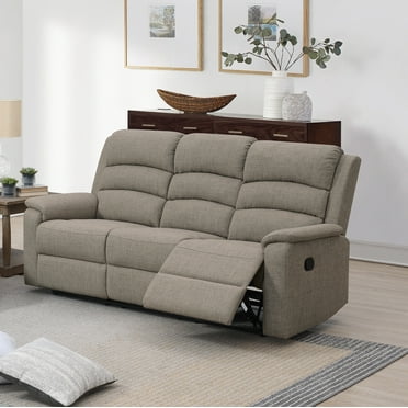 Poundex Manual Recliner 3 seater Sofa-Light Brown