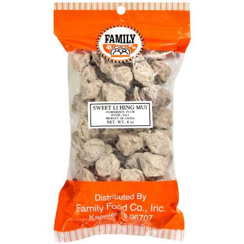 Family Food Co. Sweet Li Hing Mui, Preserved Dried Plum Fruit Snack, 6 oz