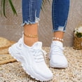 thumbnail image 3 of Women's Platform Running Shoes Breathable Lace Up Tennis Shoes Lightweight Non Slip Mesh Slip on Sneakers White Size 6.5, 3 of 5