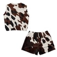 thumbnail image 2 of chaqlin Brown Cow Print Girls 2 Piece Set Kids Summer Outfits Sleeveless Round Neck T Shirt and Shorts Set Lightweight Workout Sport Clothes for 5-14Y, 2 of 7