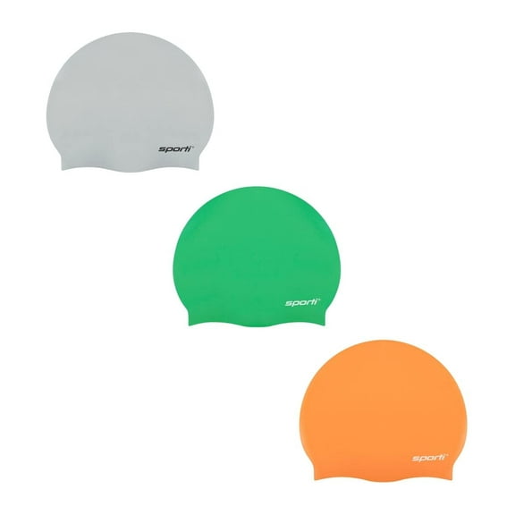 Sporti Kids' Silicone Swim Cap Set - Snug Fit, Latex-Free, 3-Pack