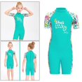 thumbnail image 3 of Kids Shorty Piece Swimsuits + Sun Protection Neoprene for Surfing Swimming - Green XL, 3 of 10