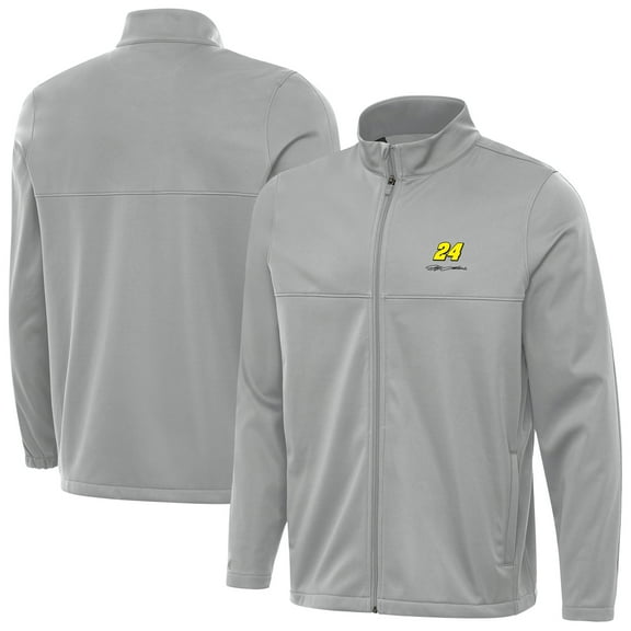 Men's Antigua Gray Jeff Gordon Links 2 Full-Zip Golf Jacket