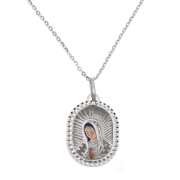Medalla virgen de Guadalupe Medalla Italiana busto semi redonda orilla diamantada