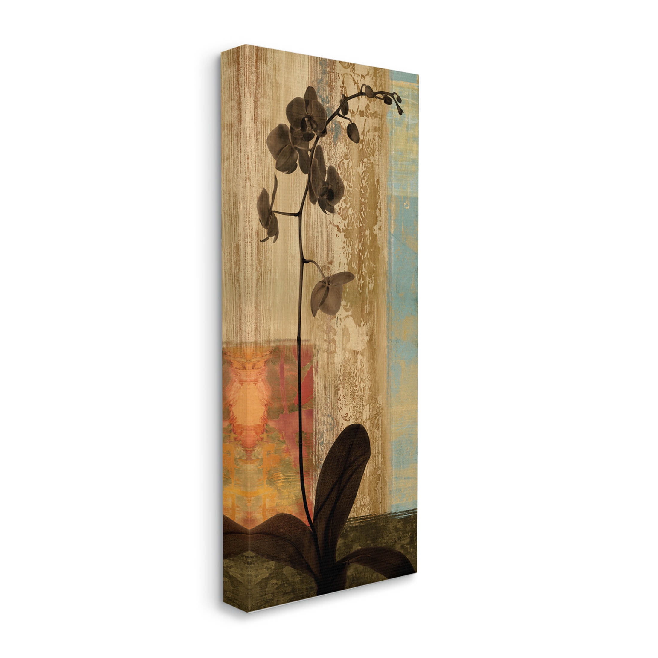 Rustic Orchid Geometric Abstract Botanical & Floral Graphic Art Gallery Wrapped Canvas Print Wall Art