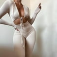 thumbnail image 4 of Aayomet Womens Jumpsuit Womens Bodycon Jumpsuit Long Sleeve High Waist Romper Clubwear,White S, 4 of 5