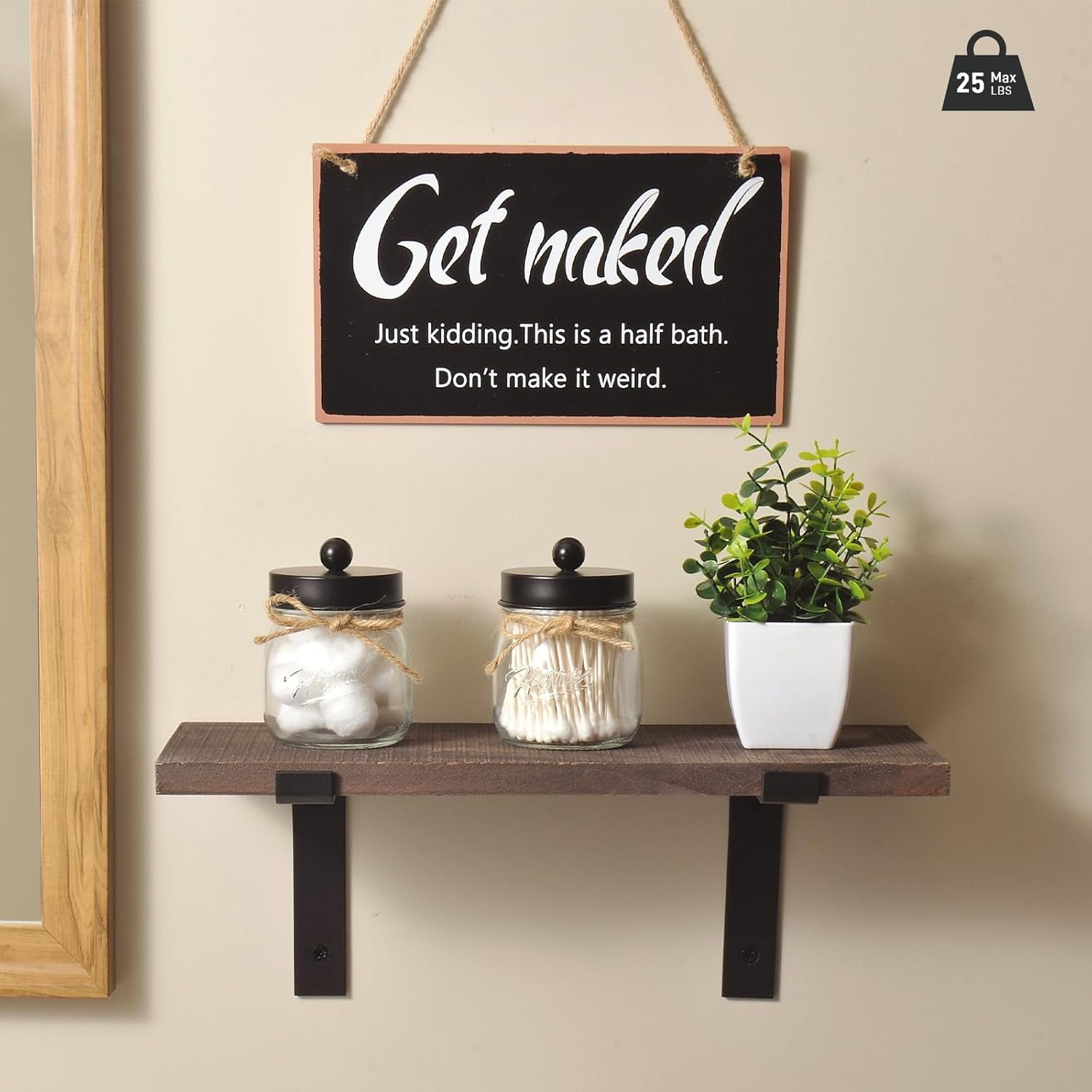 Ahot 6Pcs Bathroom Accessories Set Complete - Toothbrush Holder, Lotion Soap Dispenser, 2 Mason Jars, Soap Dish, Toilet Paper Basket, Rustic Farmhouse Decor (Brown, 6Pcs Bathroom Set)