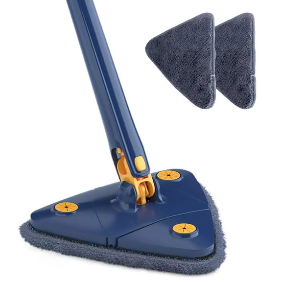 Hvxrjkn Cleaning Mop 360° Rotatable Telescopic Triangular Mop Rotatable and Adjustable, Reusable Spin Mop, Home Hardwood Floor Mop Bucket Stainless Steel Handle Mop