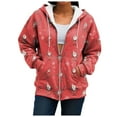 thumbnail image 7 of idosla Zip Up Christmas Hoodie Women Oversized Hoodie Casual Long Sleeve Graphic Jackets with Pockets Zipper Drawstring (Watermelon Red, 3XL), 7 of 7