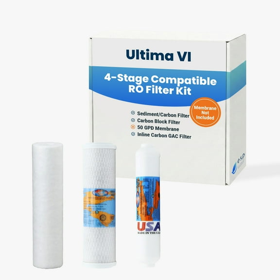 Ultima VI Compatible RO Filter Replacement Kit Includes Sediment Carbon Block and Inline GAC Filters