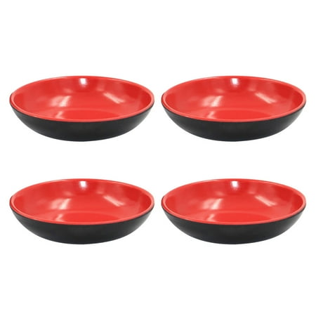 

4pcs Red and Black Round Sauce Dishes Food Dipping Bowls Melamine Seasoning Dish Appetizer Plates