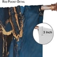 thumbnail image 6 of Blue Marble Blackout Curtains Golden Texture Marble Luxury Modern Art Print for Kids Girls Boys Women Men Bedroom Living Room Rod Pocket Decoration Window Drapes 2 Panels W42xL84in, 6 of 6