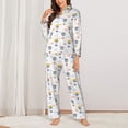 thumbnail image 2 of Honeii Hot Air Balloon print Women's Pajama Sets Long Sleeve Button Down Sleepwear Nightwear Soft Pjs Lounge Sets-Small, 2 of 7
