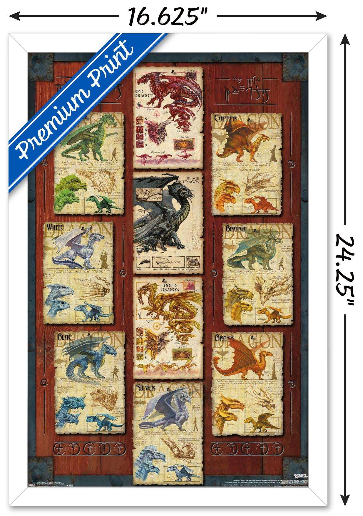 Dungeons and Dragons - Dragon Grid Wall Poster, 14.725" x 22.375", Framed