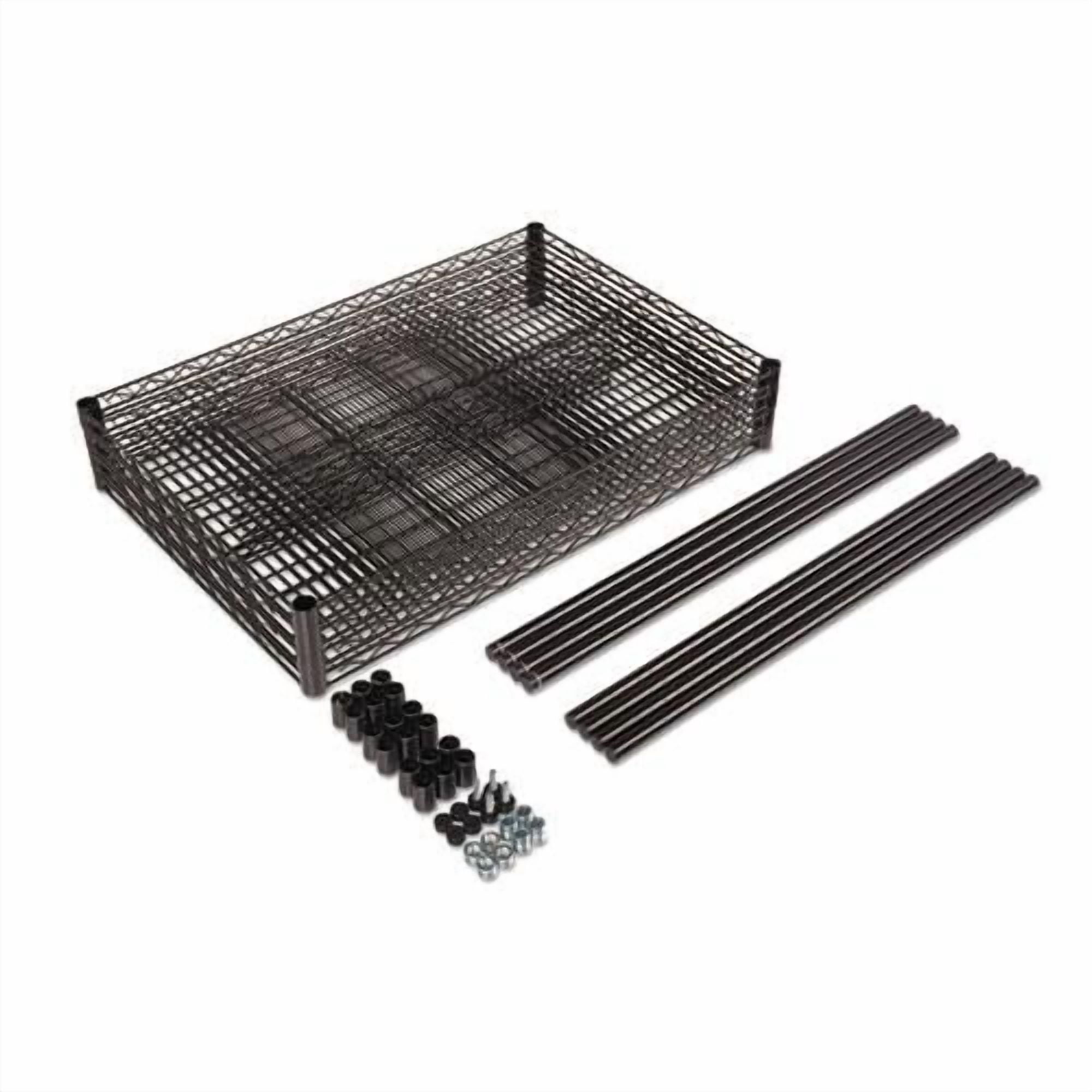Alera NSF Certified Industrial Four-Shelf Wire Shelving Kit, 36w x 18d x 72h, Black